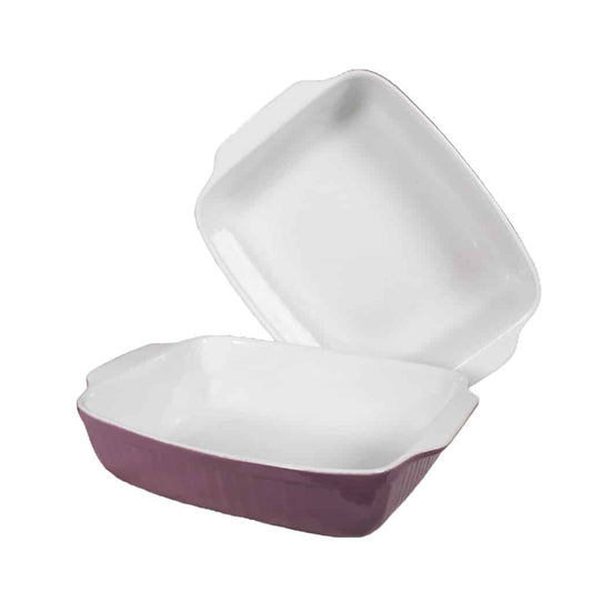 Set 2 Piatti Termoresistenti Bianco/Viola, 28x24x8 cm