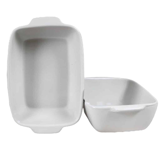 Set 2 piatti termoresistenti 22x16x7 cm Bianco