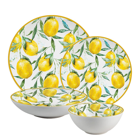 Set farfurii 24 piese, 6 persoane - Set de Veselă Limone di Lusso - Set Veselă Italiană Porțelan