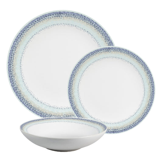 Tányérkészlet 12 részes, 4 személyes, mélytányérral - Ensemble Bella Blu - Olasz porcelán étkészlet