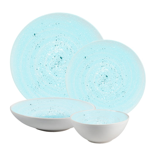 Plate set 20 pieces, 5 people - Ensemble Azure Spirale - Italian Porcelain Tableware Set