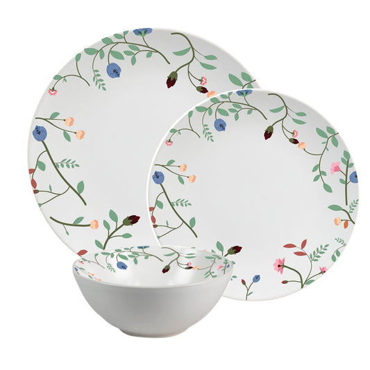 Tellerset 12-teilig, 4 Personen, Schüsselset - Insieme Fiori Eleganti - Italienisches Porzellangeschirrset