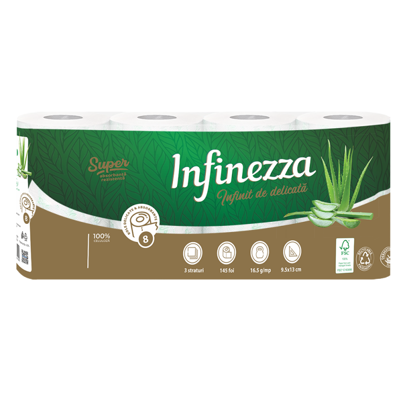 Infinezza Hartie Ig.Parfumata 3Str Aloe Vera 8/Set