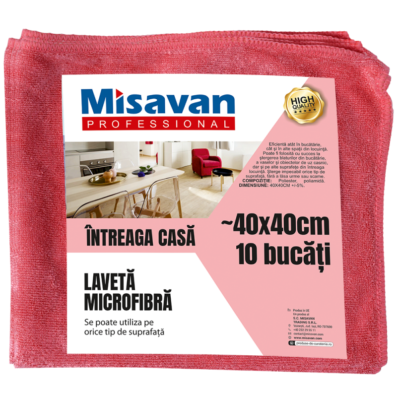 Laveta Microfibra Intreaga Casa 10/Set Rosu