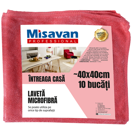 Laveta Microfibra Intreaga Casa 10/Set Rosu