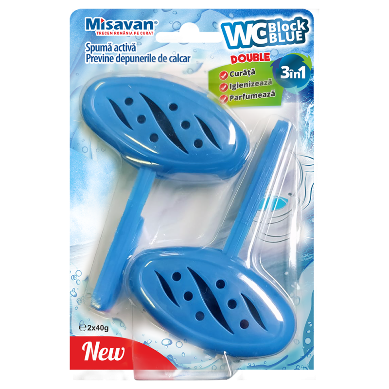 Misavan WC-Erfrischer-Block, Blau, 2 x 40 g