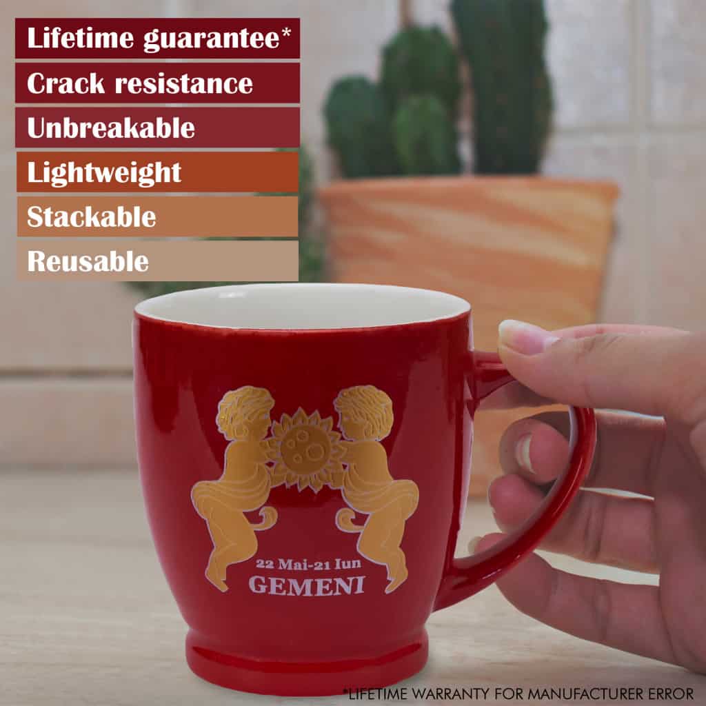 Tazza con decoro Zodiaco Gemelli, 170 ml, Rosso