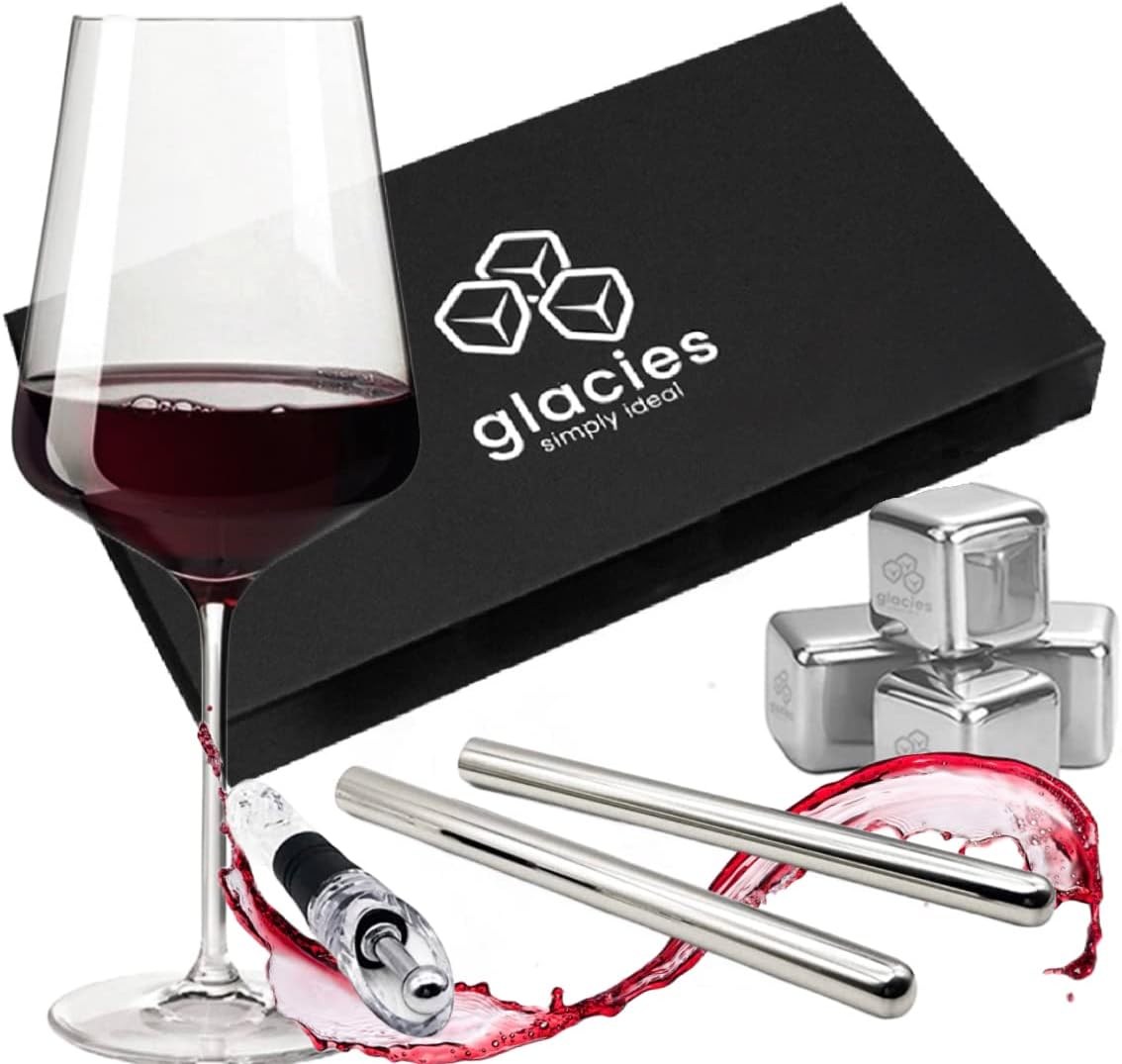 Glacies Wine Cooler Set 5 в 1 Wine Chiller Bar с чучур и кубчета лед от неръждаема стомана