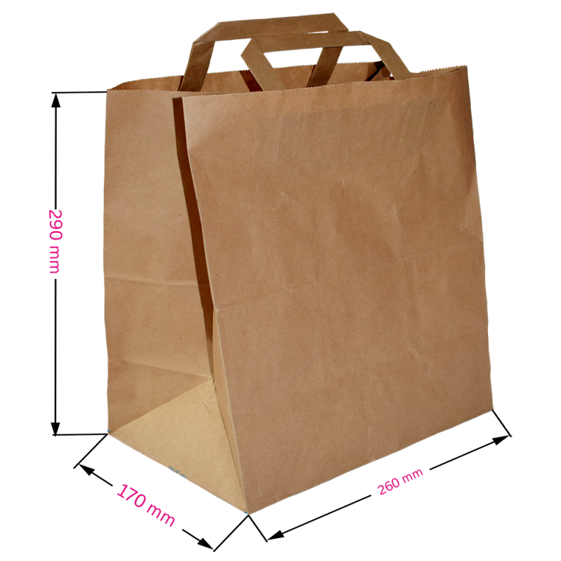 Flat Handle Paper Bag 26X17X29Cm 250/Set