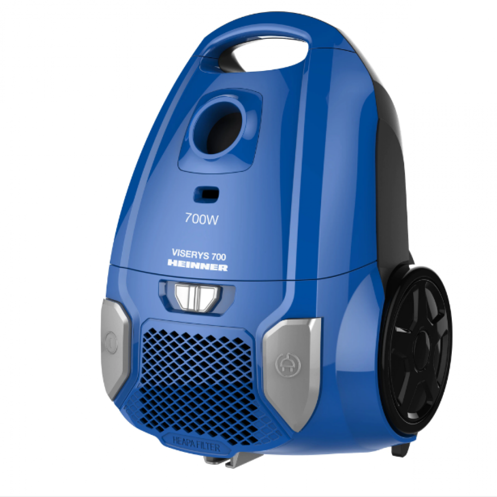 Heinner HVC-MBL1400-V2 bag vacuum cleaner, 700 W, textile bag, 3 L, variable power, HEPA 12, metal telescopic tube, Blue