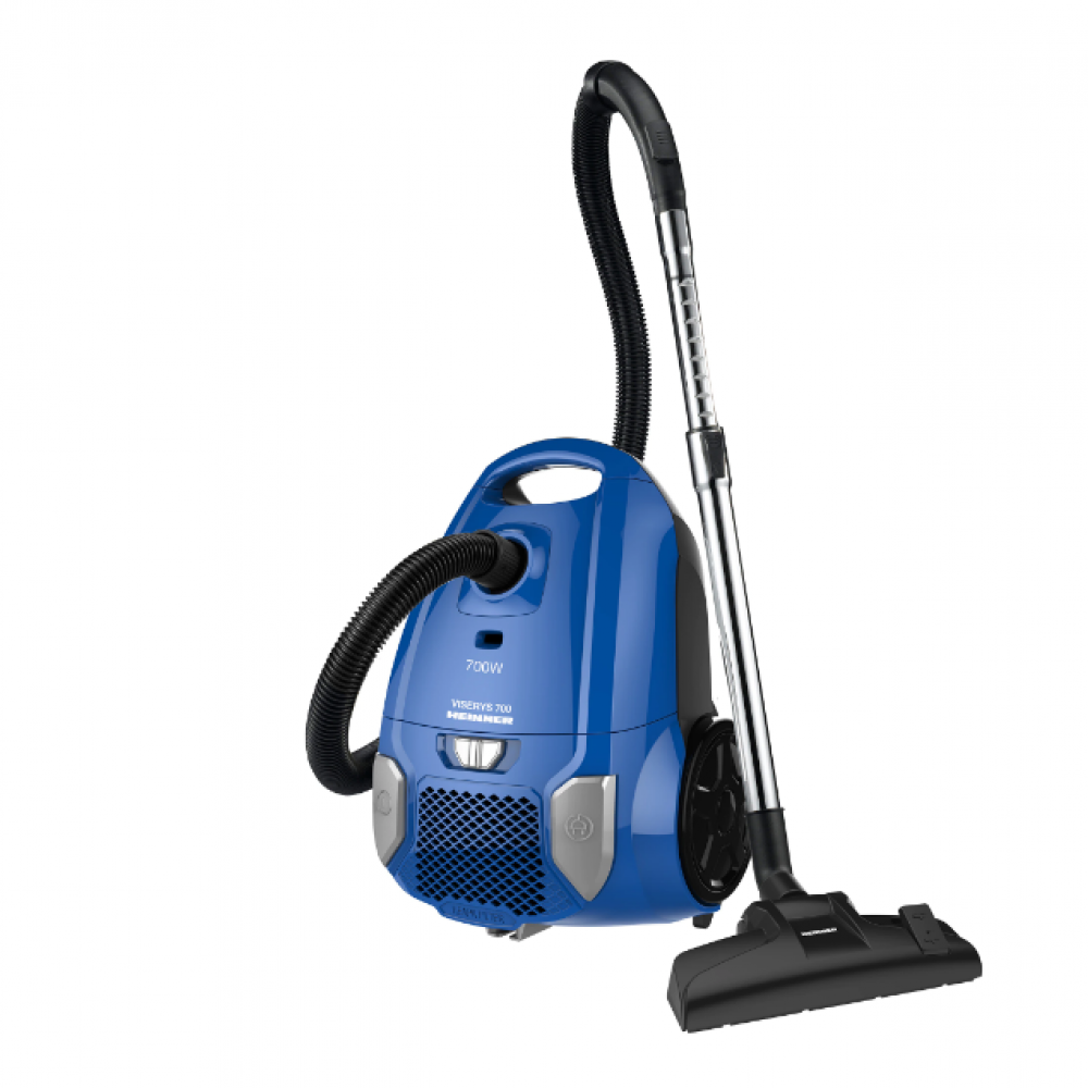 Heinner HVC-MBL1400-V2 bag vacuum cleaner, 700 W, textile bag, 3 L, variable power, HEPA 12, metal telescopic tube, Blue