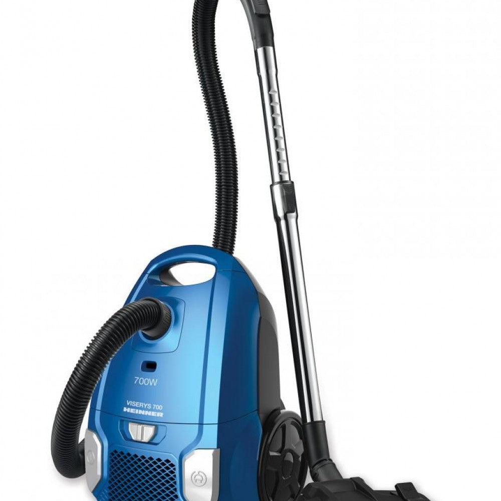 Heinner HVC-MBL1400-V2 bag vacuum cleaner, 700 W, textile bag, 3 L, variable power, HEPA 12, metal telescopic tube, Blue