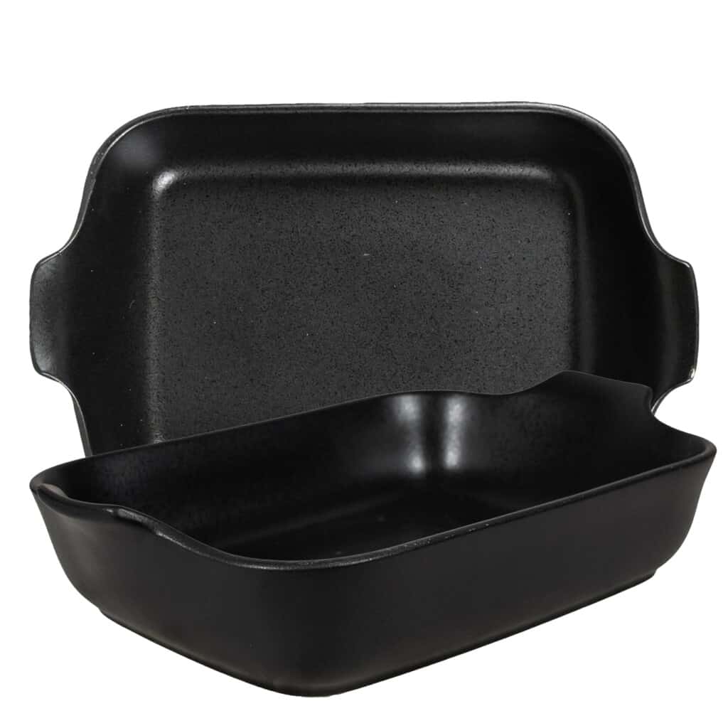 Set of 2 heat-resistant dishes, Matte Black, 32x24x8 cm