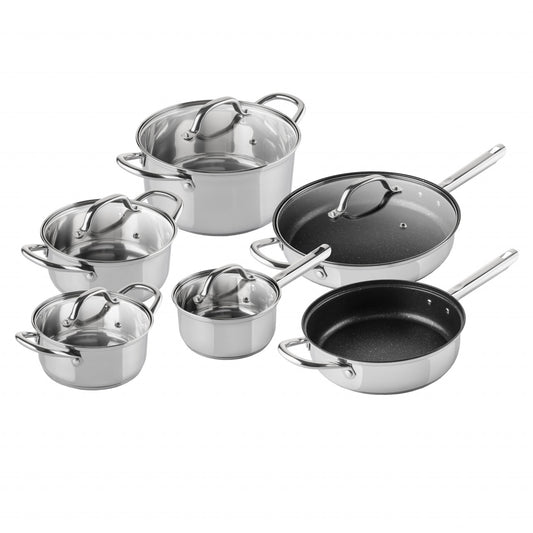 Cookware set ETA Acero 0929 90000, 11 pieces, stainless steel, induction, glass lids