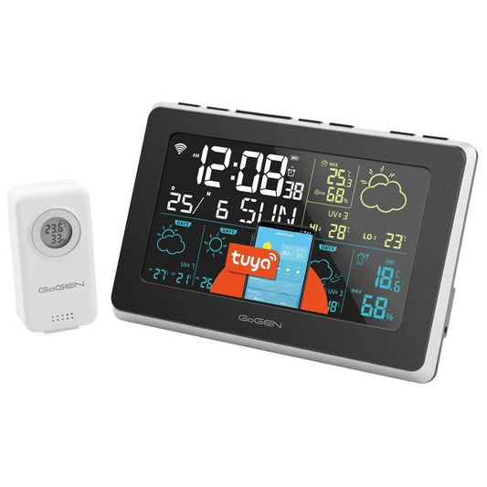 Statie meteo GoGEN ME 3565 SMART, senzor extern Wi-Fi, prognoza 5 zile, aplicatie mobila, negru/argintiu