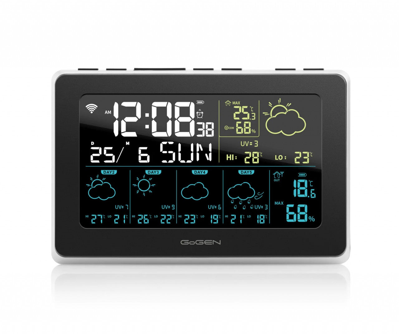 GoGEN ME 3565 SMART weather station, external Wi-Fi sensor, 5-day forecast, mobile application, black/silver