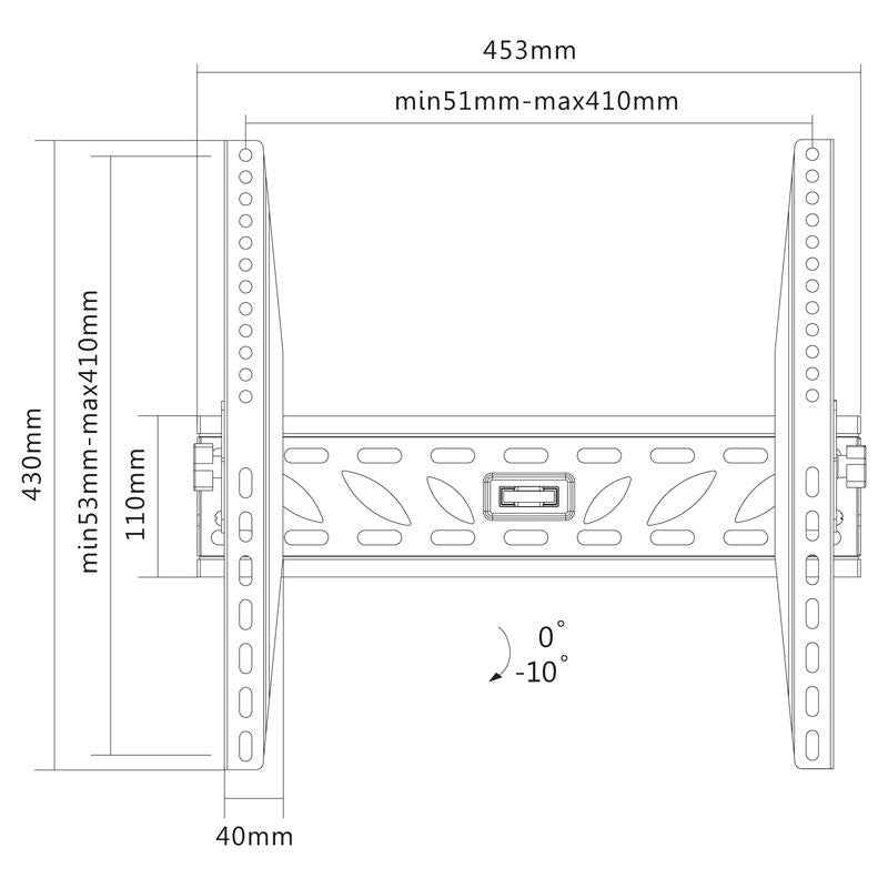 Suport TV GoGEN L, diagonala 32"-55" (81 cmc - 140 cm), inclinare 0°-10°, 50 kg, VESA