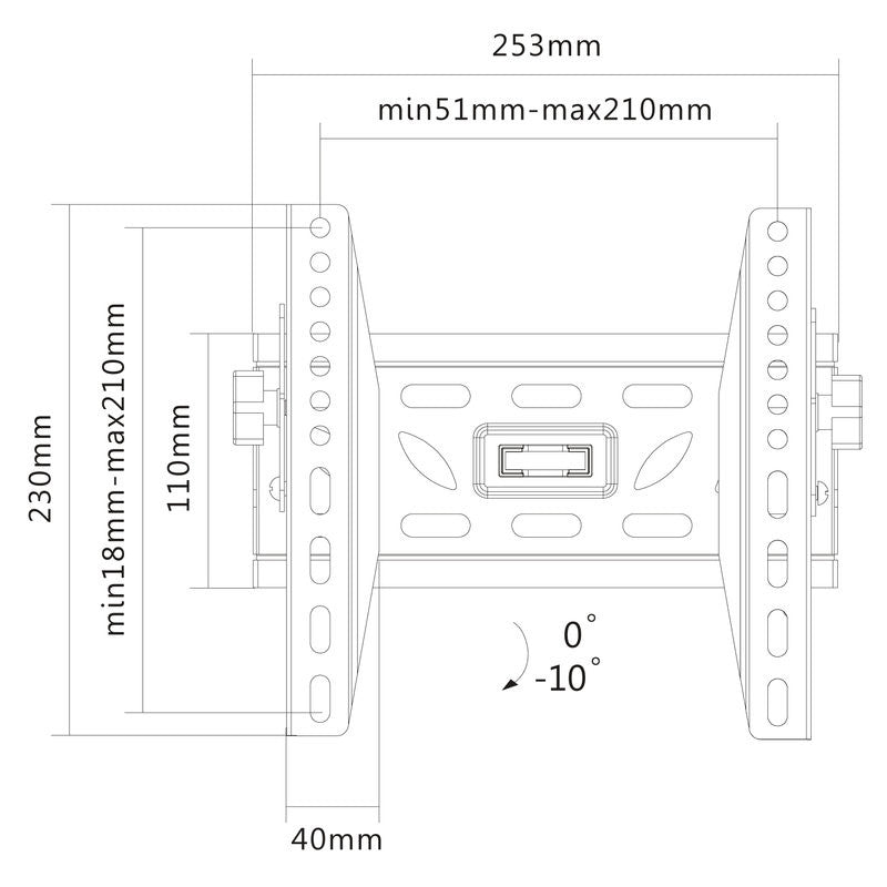 GoGEN M TV-tartó, átlós 23"-42" (58-106 cm), dőlésszög 0°-10°, 50 kg, VESA