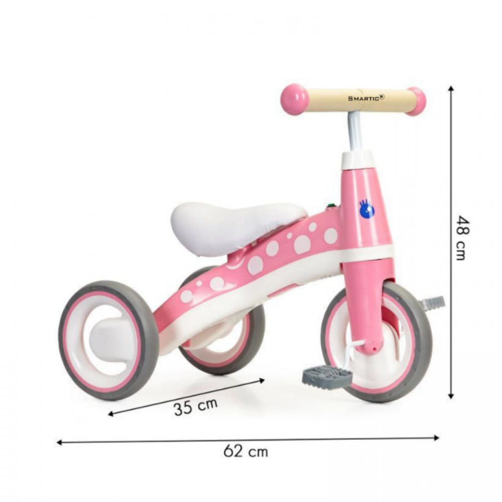 Триколка с педали за деца, "Лъвче", възраст +1 година, Smartic, 48 x 62 x 35 см, Розова