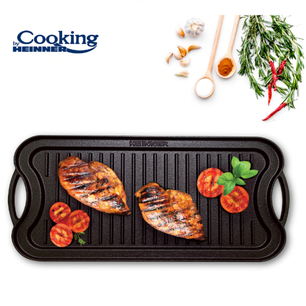 Tava grill/plita Cooking by Heinner, fonta, inductie, 51 x 26 x 2.5 cm