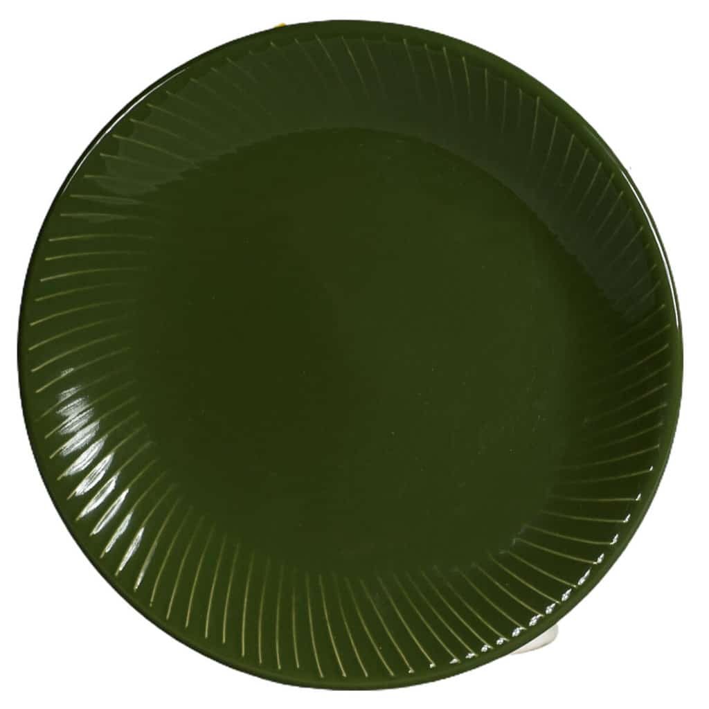 Dinner set for 6 people, Round, Glossy Olive Green embossed with sonbeams