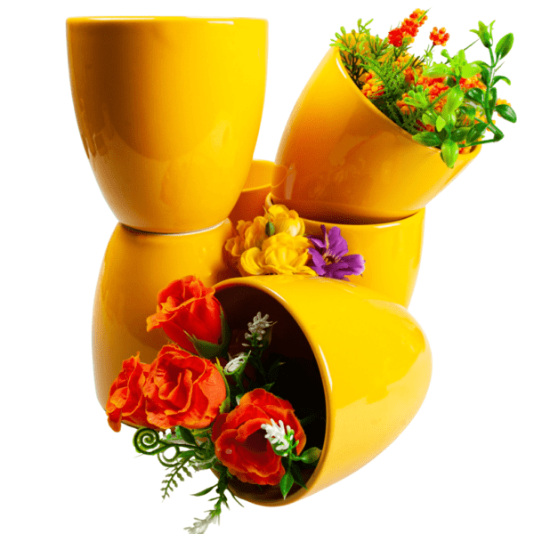 Set de 6 vaze, 15,5 cm, galben lucios
