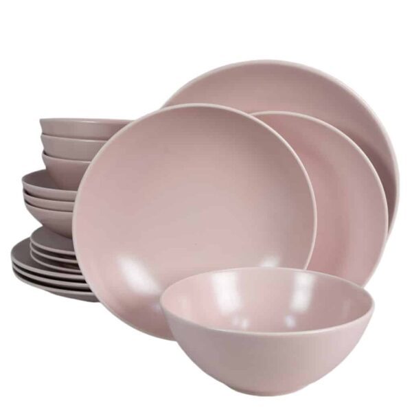 Dinner set for 4 people, with bowl, Round, Matte Gray
