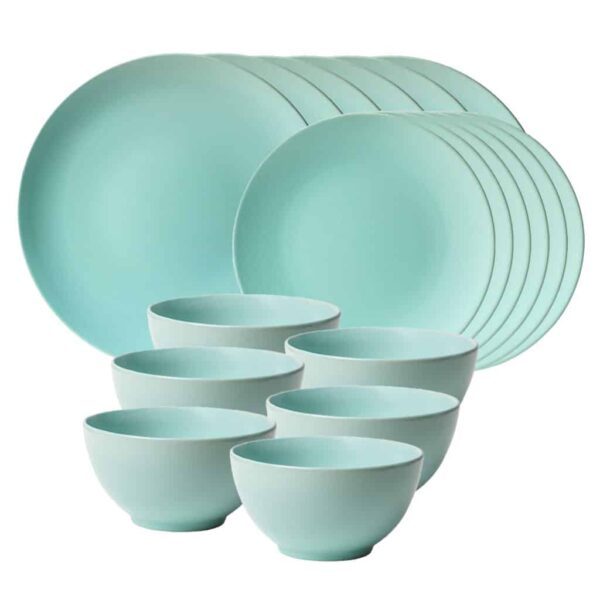 Dinner set for 6 people, with bowl, Round, Matte White