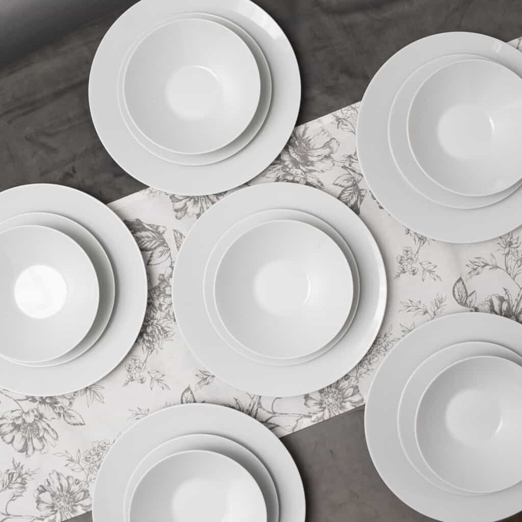 Dinner set for 6 people, with bowl, Round, Porcelain