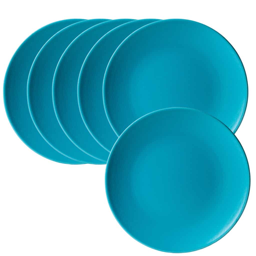 Set of 6 dessert plate, Round, 20 cm, Matte Dark Turquoise