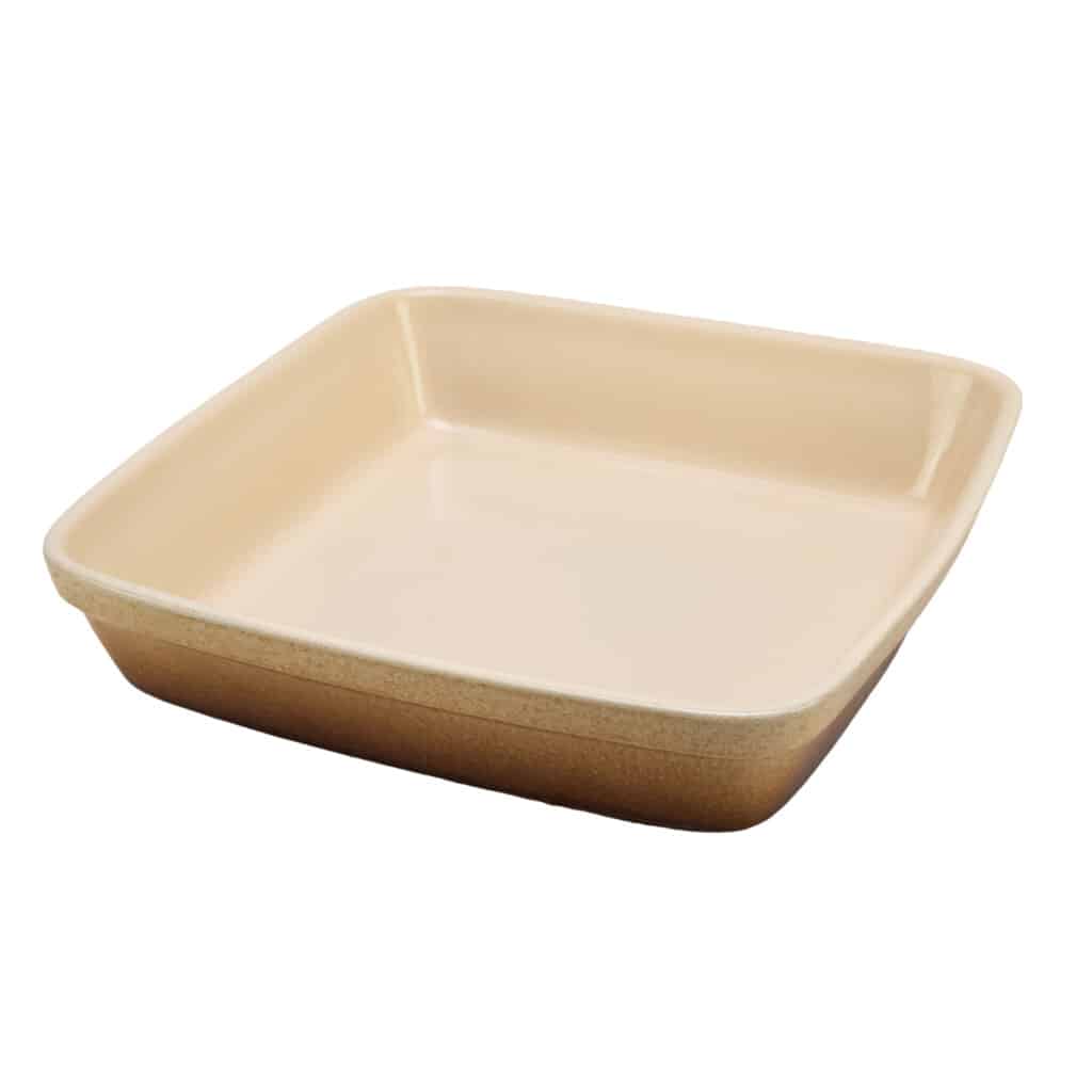 Heat-resistant tray, Square, 24x24x5.5 cm, Glossy Cream and Brown
