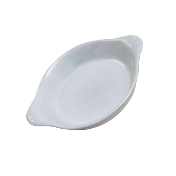 Heat-resistant tray, Round, 17.5x14.5x3 cm, Glossy White