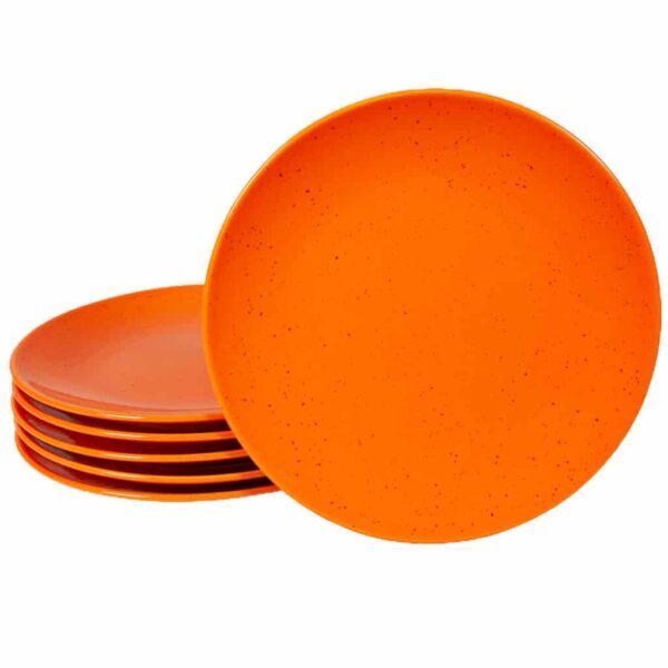 Set of 6 dessert plate, Round, 20 cm, Glossy Orange