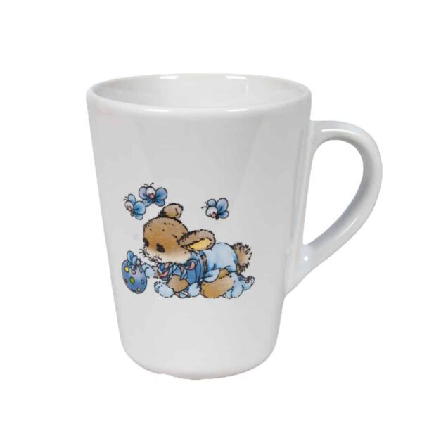 Mug, 220 ml, Glossy White decorated with mouse and bees