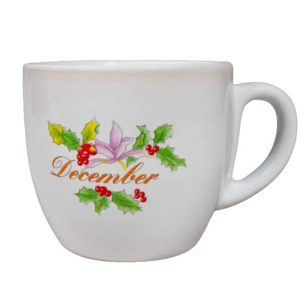 Cup, 200 ml, Glossy White decorated with "December"