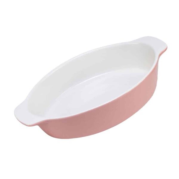Heat-resistant tray, Oval, 27.5x18x6 cm, Glossy White and Light Pink