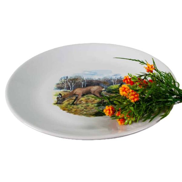 Dinner plate, Round, 26 cm, Glossy White decorated with deer