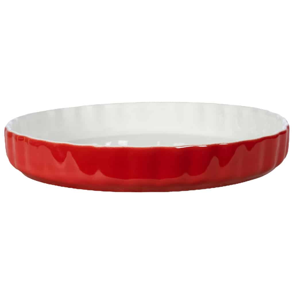 Heat-resistant tray, Round, 28x4.5 cm, Glossy White and Red