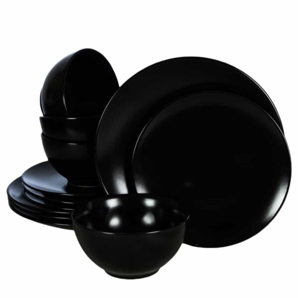Dinner set for 4 people, with deep plate, Round, Glossy Red