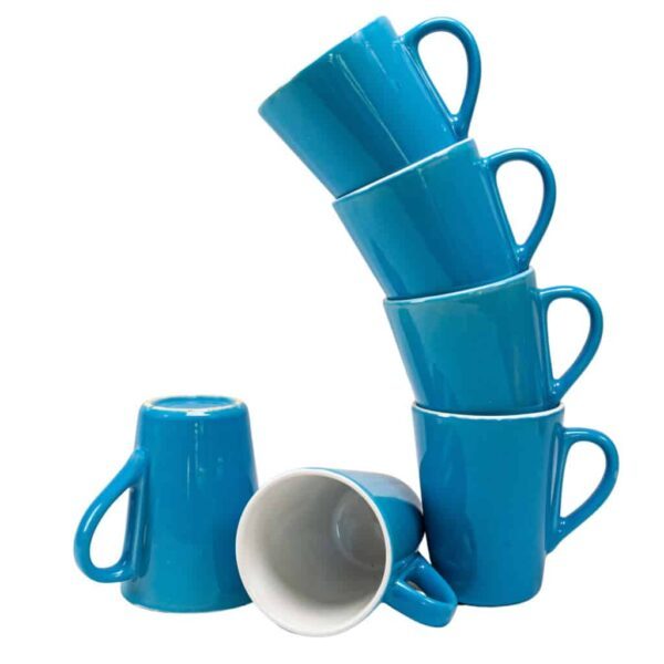 Set of 6 mugs, 220 ml, Glossy White and Blue