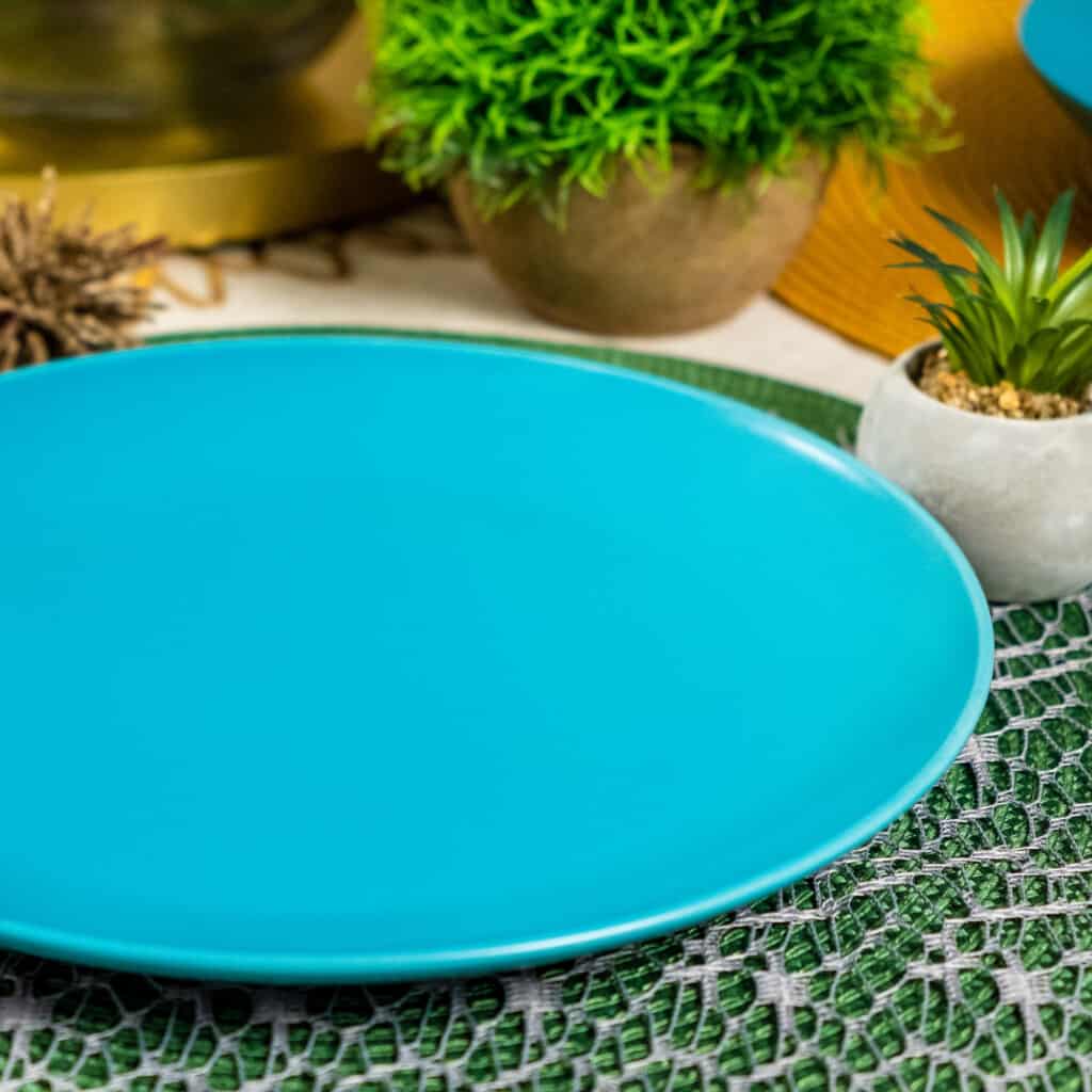 Set of 6 dinner plate, Round, 26 cm, Matte Dark Turquoise