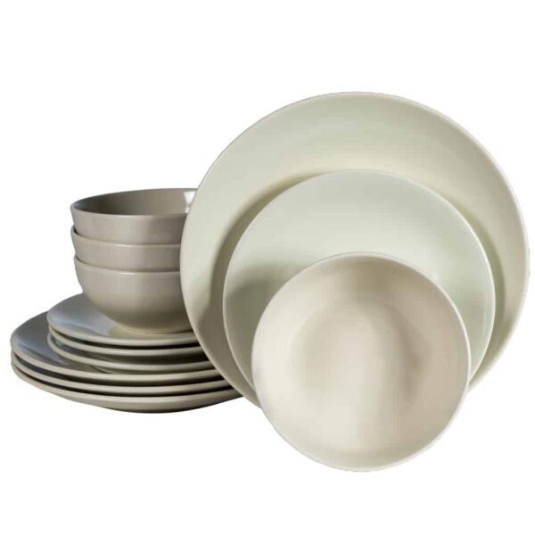 Dinner set for 4 people, with bowl, Round, Matte Light Turquoise