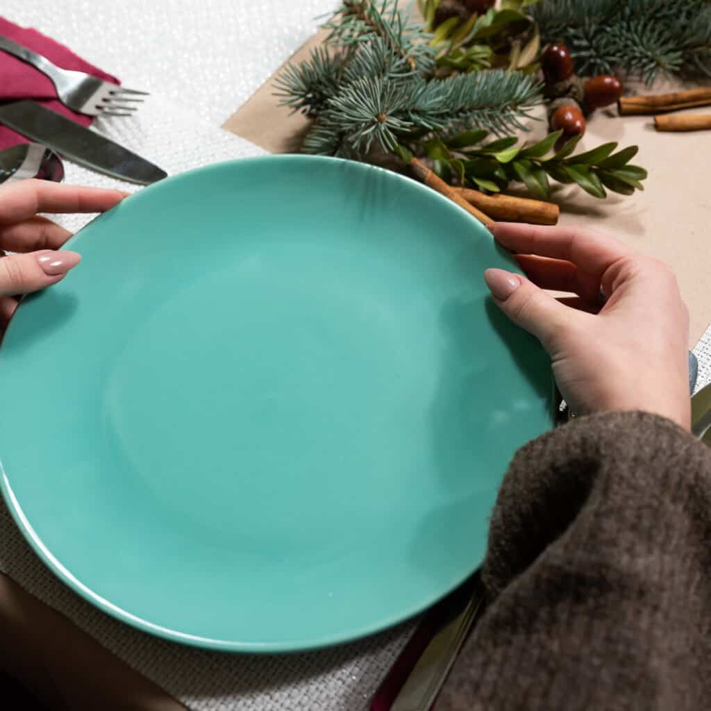 Set of 6 dinner plate, Round, 26 cm, Glossy Turquoise