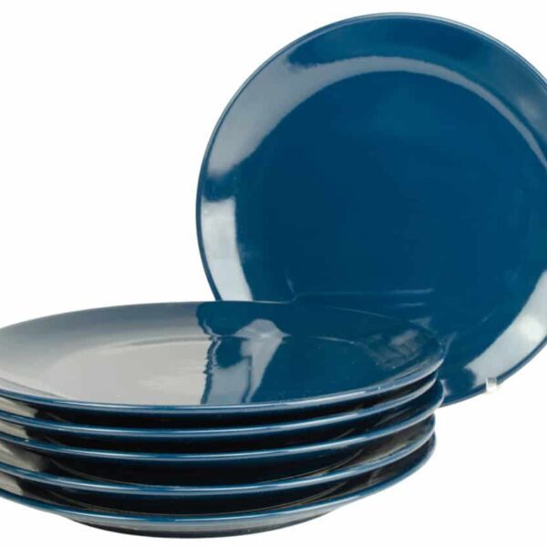 Set of 6 dinner plates, Round, 26 cm, Glossy Bluemarin