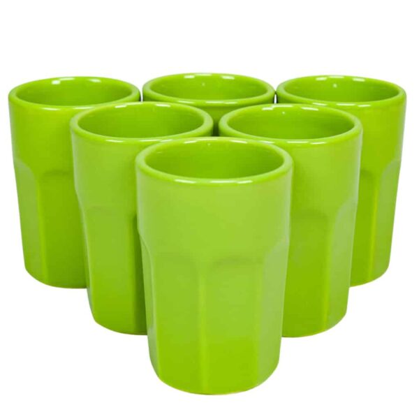 Set of 6 ceramic glass, 120 ml, Glossy Apple Green