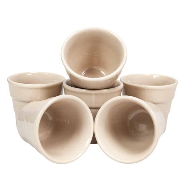 Set de 6 pahare de ceramică, 90 ml, Glossy Light Cream