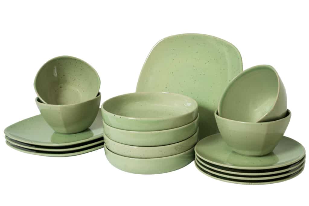Dinner set for 4 people, Glossy Green