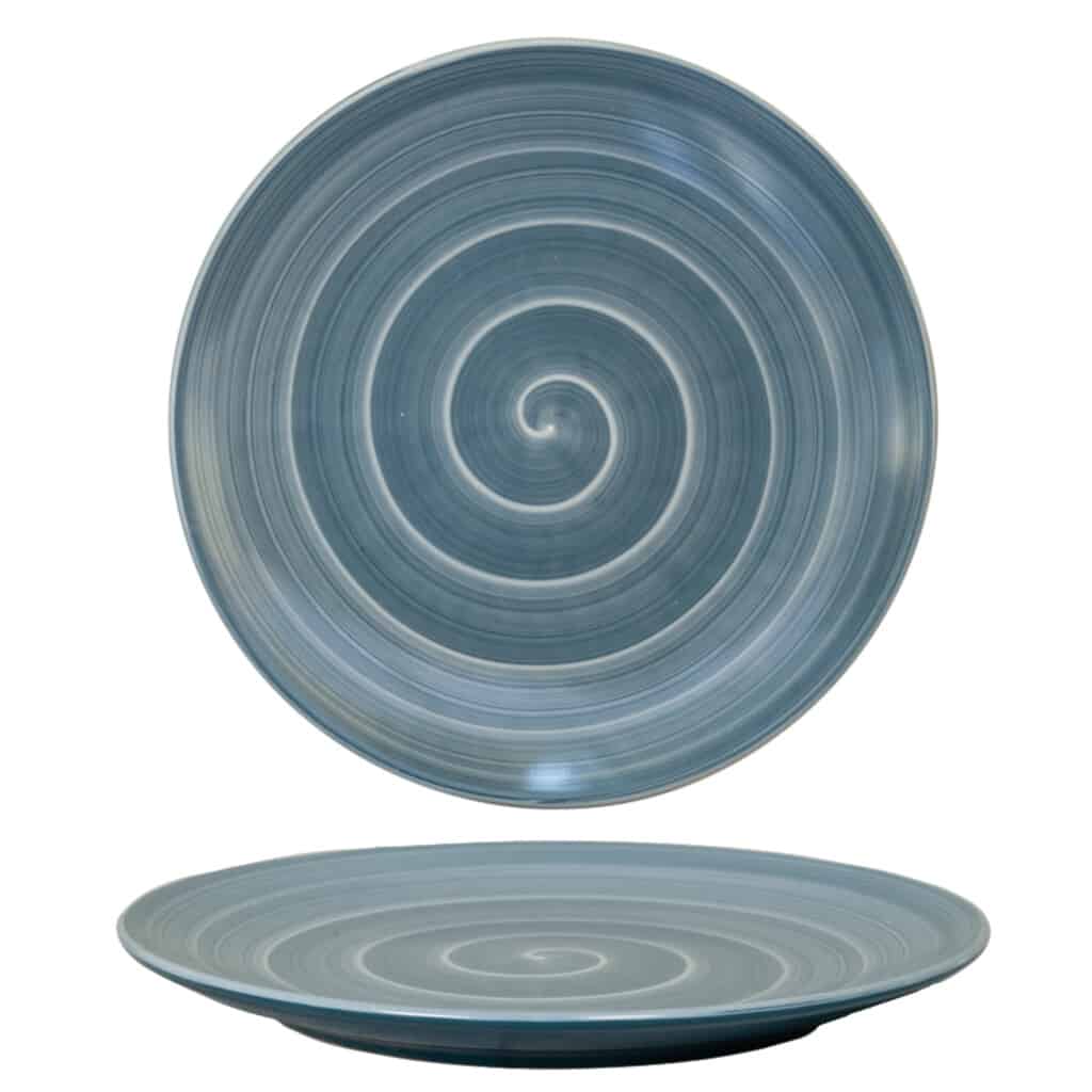 Dinner set for 6 people, Glossy Dark Gray decorated with gray spiral