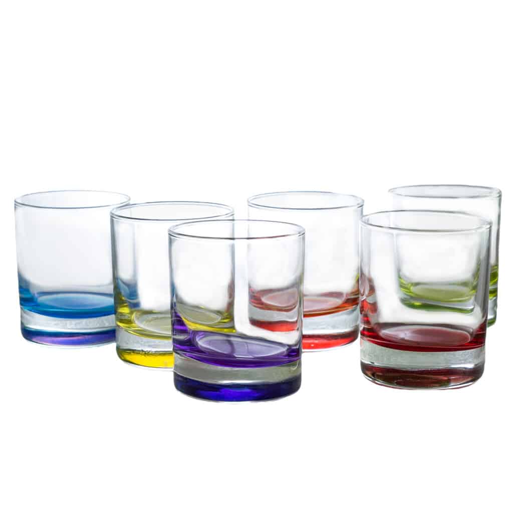 Set of 6 whisky glasses, 225 ml, Crystal Clear, Colored Bottom