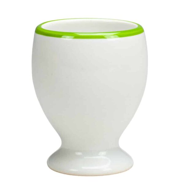 Egg Holder, 6 cm, Glossy White with green edge